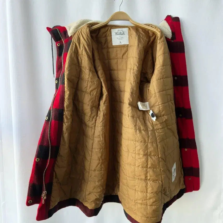 [BUNJANG] Woolrich x Abercrombie Check Wool Coat Red M / 울리치 x 아베크롬비 체크 울 코트 레드 M