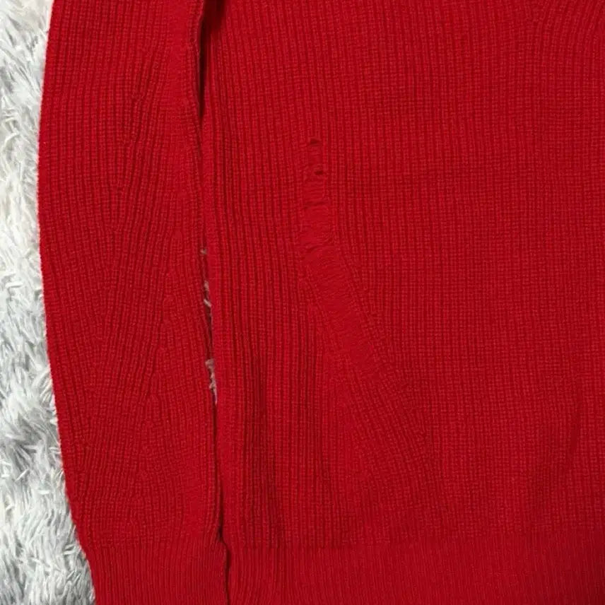 [BUNJANG] Helmut Lang Distressed Red Knit Sweater XS / 헬무트 랭 레드 디스트레스드 니트 XS