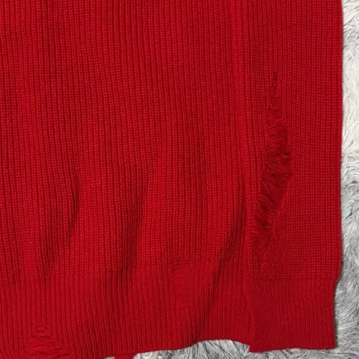 [BUNJANG] Helmut Lang Distressed Red Knit Sweater XS / 헬무트 랭 레드 디스트레스드 니트 XS