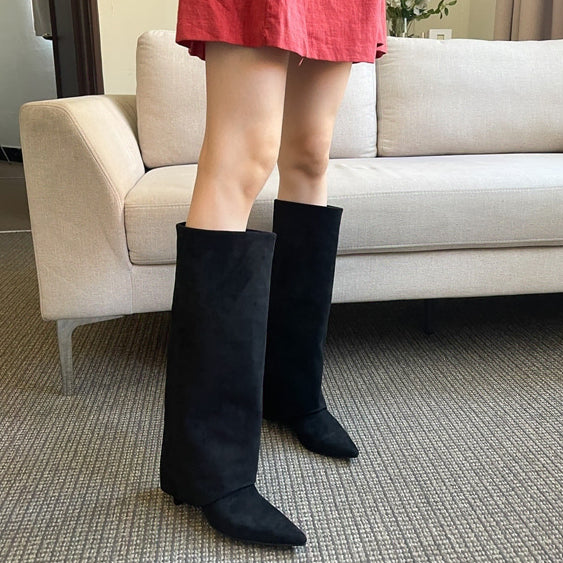 [BUNJANG] Stiletto High Heel Folding Boots - Size 250 / 새상품 스틸레토 하이힐 폴딩부츠 250사이즈 판매