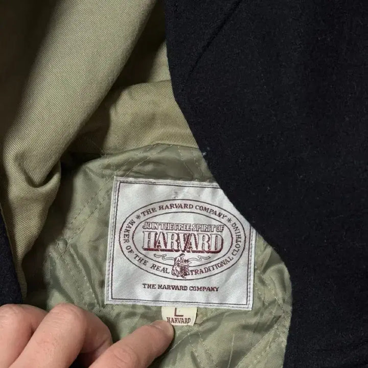 [BUNJANG] Harvard Hooded Coat L Black-Navy / 하버드 후드 코트 L 블랙-네이비
