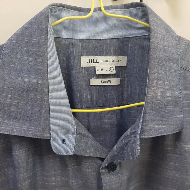 [BUNJANG] Jill by Jill Stuart Blue Linen Short Sleeve Shirt / 질바이질스튜어트 블루 린넨 반팔 셔츠 100