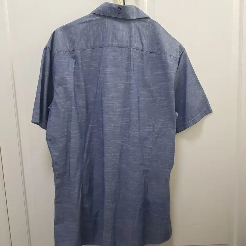 [BUNJANG] Jill by Jill Stuart Blue Linen Short Sleeve Shirt / 질바이질스튜어트 블루 린넨 반팔 셔츠 100