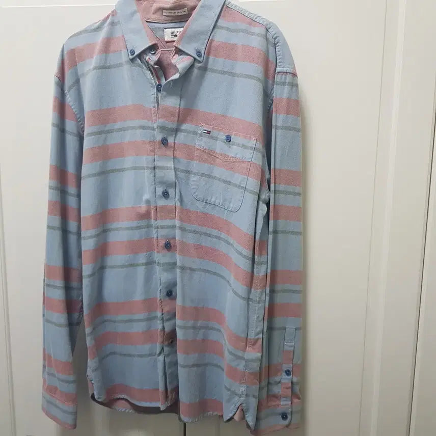 [BUNJANG] Tommy Hilfiger Striped Long Sleeve Shirt 100 / 타미힐피거 스트라이프 긴팔 셔츠 100