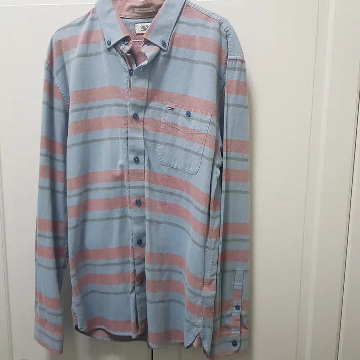 [BUNJANG] Tommy Hilfiger Striped Long Sleeve Shirt 100 / 타미힐피거 스트라이프 긴팔 셔츠 100