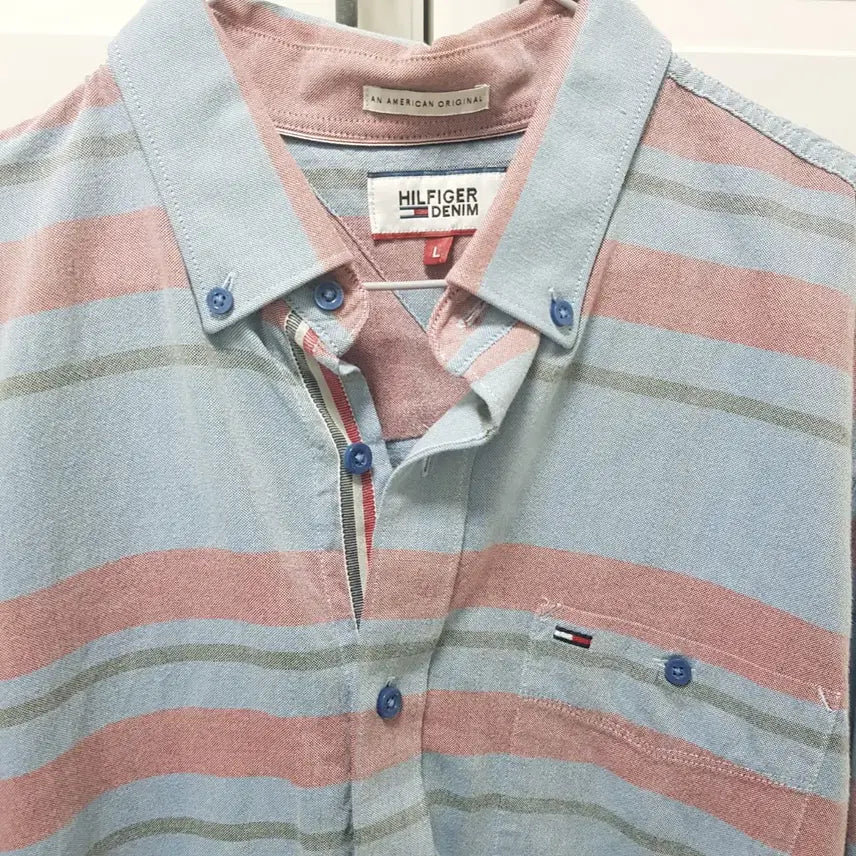 [BUNJANG] Tommy Hilfiger Striped Long Sleeve Shirt 100 / 타미힐피거 스트라이프 긴팔 셔츠 100