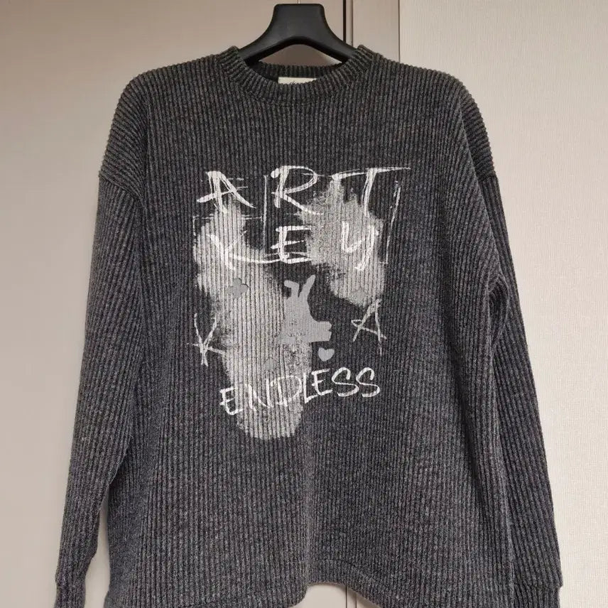 [BUNJANG] Ablie Charcoal Oversized Spring Knit Sweater / 에이블리 차콜 봄니트 오버핏 니트