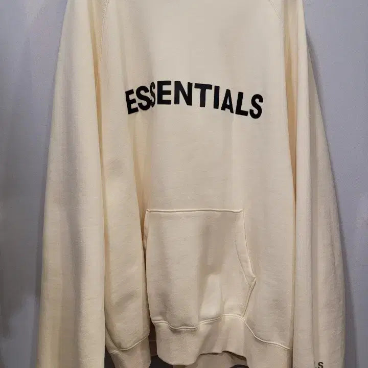 [BUNJANG] Essential Fleece Hoodie Ivory (Unisex) / 에센셜 기모 후드티 아이보리(남녀공용)