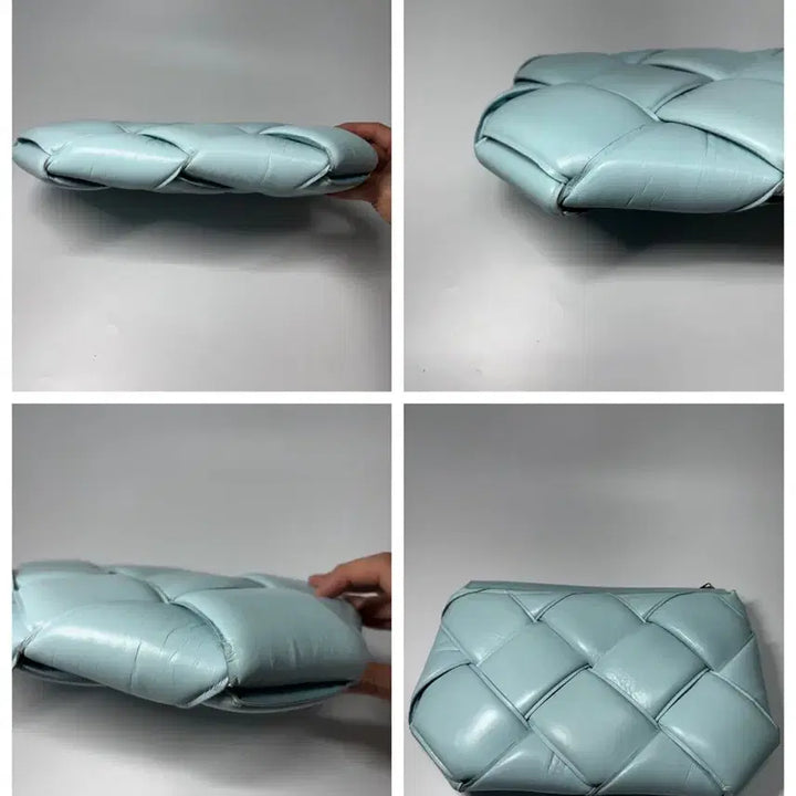 [BUNJANG] Leather Quilted Clutch Bag, Sky Blue / [정품] 가죽 퀼팅 클러치 백 하늘색