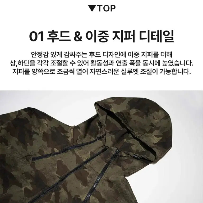 [BUNJANG] Military Camo Tactical Hooded Zip-up Wide Pants Set / 남자 아웃도어 밀리터리 카모 전술 후드 집업 와이드 팬츠 상하의세트