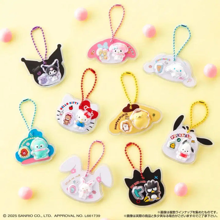 [BUNJANG] Sanrio Character Package Charm Key Holder Set / 산리오 패키지 챰 키홀더 마이멜로디 배드바츠마루 한교동 시나모롤 폼폼푸린