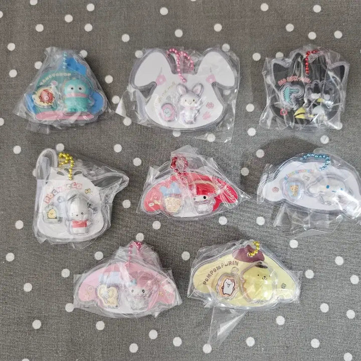 [BUNJANG] Sanrio Character Package Charm Key Holder Set / 산리오 패키지 챰 키홀더 마이멜로디 배드바츠마루 한교동 시나모롤 폼폼푸린