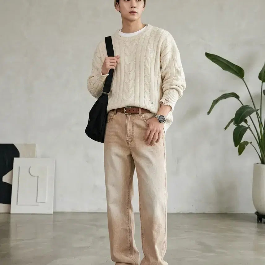 [BUNJANG] BESLOW Washed Brown Denim Pants (Size 30) / BESLOW 비슬로우 워시드 브라운 데님 팬츠