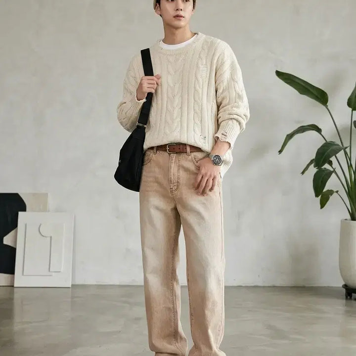 [BUNJANG] BESLOW Washed Brown Denim Pants (Size 30) / BESLOW 비슬로우 워시드 브라운 데님 팬츠
