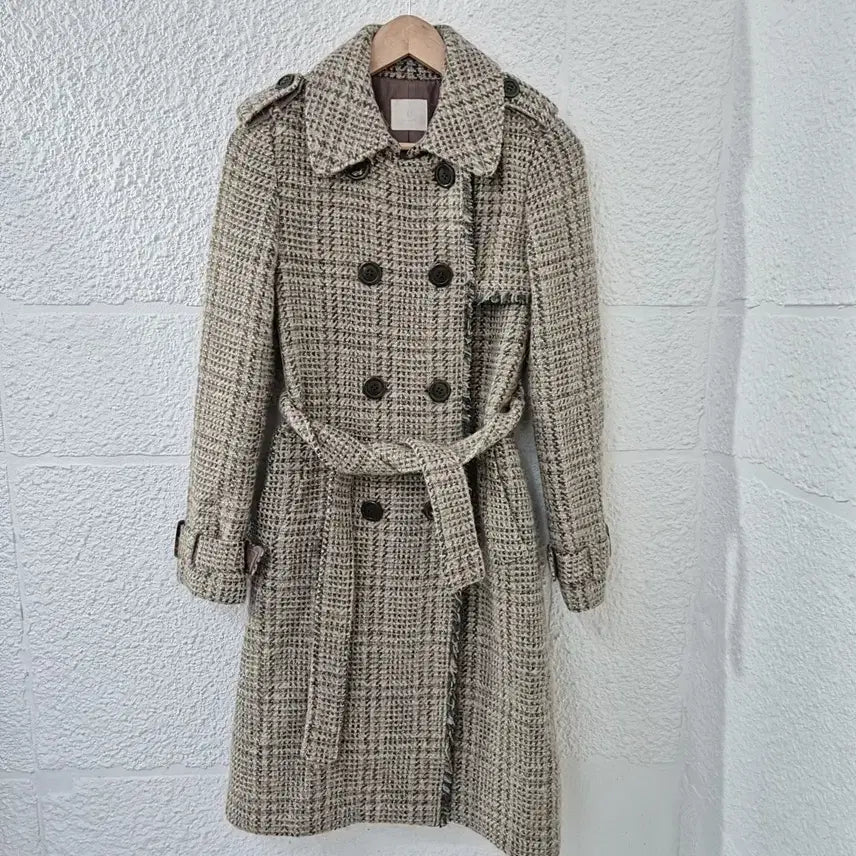 [BUNJANG] It MICHAA Check Pattern Belted Double Coat / 잇미샤 체크 패턴 벨트 더블 코트