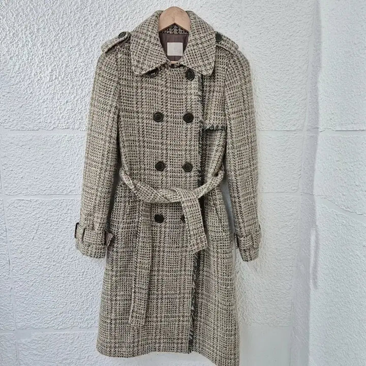 [BUNJANG] It MICHAA Check Pattern Belted Double Coat / 잇미샤 체크 패턴 벨트 더블 코트