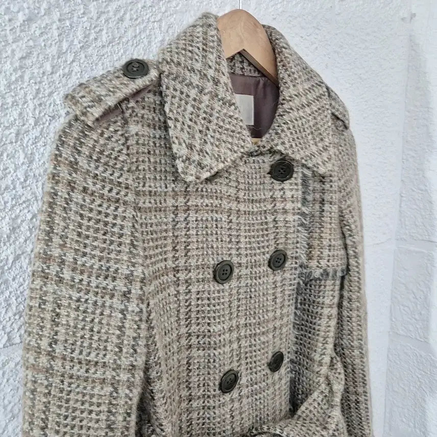 [BUNJANG] It MICHAA Check Pattern Belted Double Coat / 잇미샤 체크 패턴 벨트 더블 코트