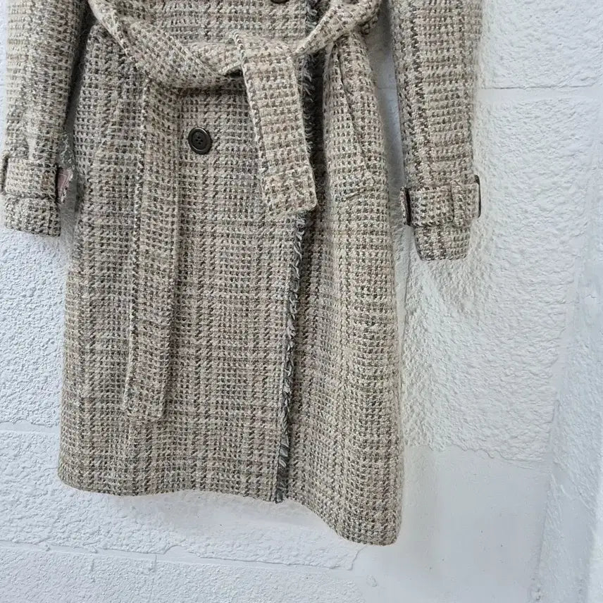 [BUNJANG] It MICHAA Check Pattern Belted Double Coat / 잇미샤 체크 패턴 벨트 더블 코트