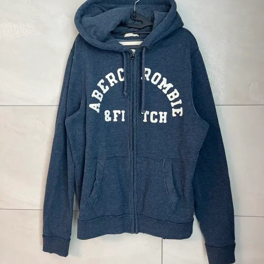 [BUNJANG] Abercrombie &amp; Fitch Spell Logo Hooded Zip-up (Navy, L) / 아베크롬비 스펠로고 후드집업 네이비 (L)
