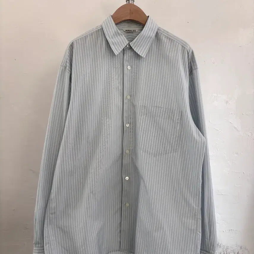[BUNJANG] Auralee Stripe Overshirt / Auralee 오라리 스트라이프 오버 셔츠
