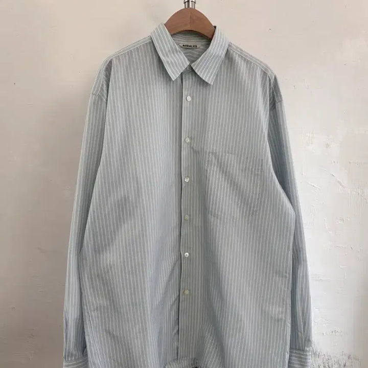 [BUNJANG] Auralee Stripe Overshirt / Auralee 오라리 스트라이프 오버 셔츠