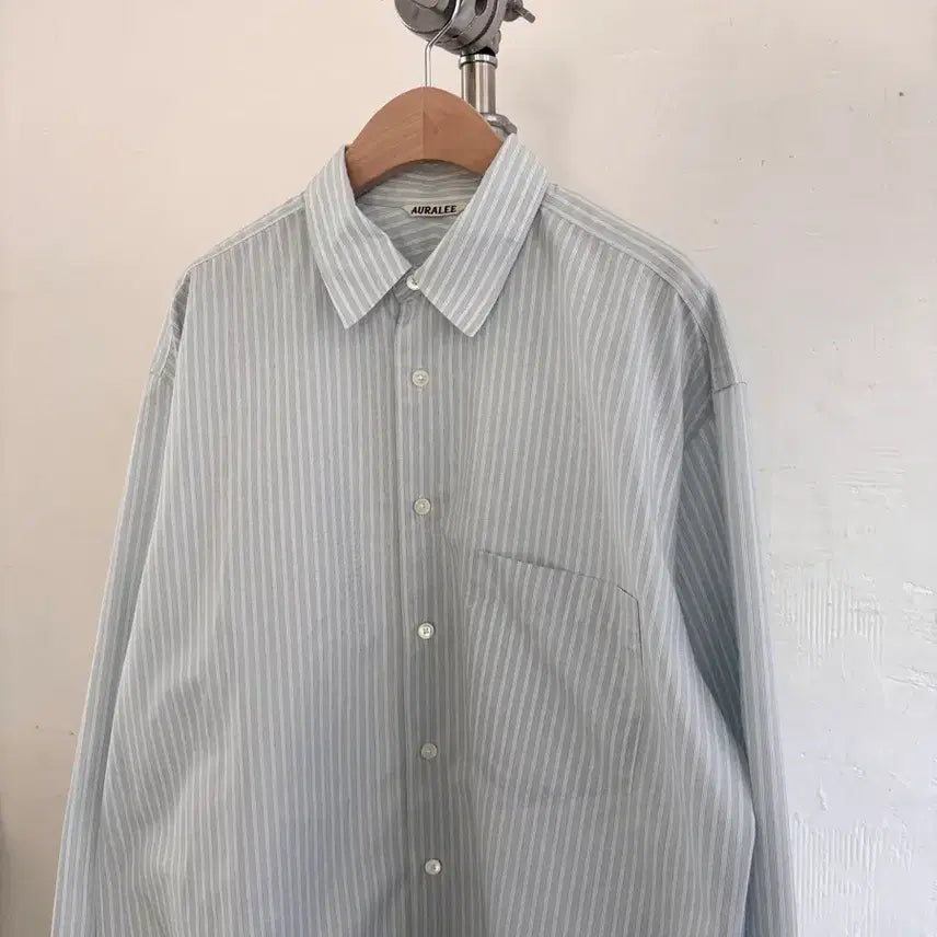 [BUNJANG] Auralee Stripe Overshirt / Auralee 오라리 스트라이프 오버 셔츠