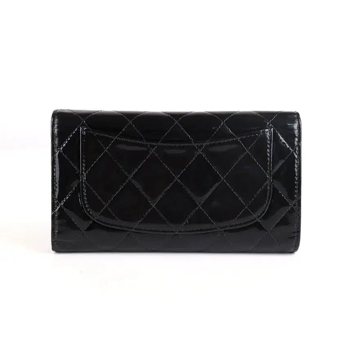 [BUNJANG] Chanel Classic Patent Flap Long Wallet Black Silver Hardware / [중고명품다올] 샤넬 클래식 페이던트 플랩 여성 장지갑 블랙은장 19번대