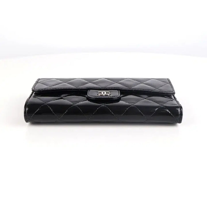 [BUNJANG] Chanel Classic Patent Flap Long Wallet Black Silver Hardware / [중고명품다올] 샤넬 클래식 페이던트 플랩 여성 장지갑 블랙은장 19번대