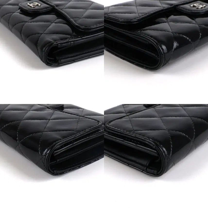[BUNJANG] Chanel Classic Patent Flap Long Wallet Black Silver Hardware / [중고명품다올] 샤넬 클래식 페이던트 플랩 여성 장지갑 블랙은장 19번대