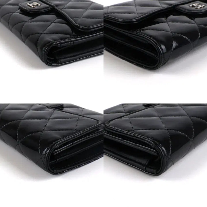 [BUNJANG] Chanel Classic Patent Flap Long Wallet Black Silver Hardware / [중고명품다올] 샤넬 클래식 페이던트 플랩 여성 장지갑 블랙은장 19번대