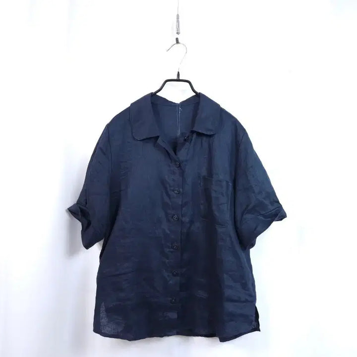 [BUNJANG] ZioZio Linen Short Sleeve Shirt Navy / 지오송지오 린넨 반팔 셔츠 남방 네이비 FREE