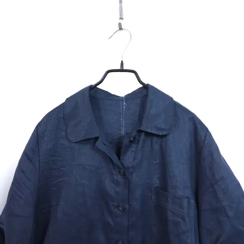 [BUNJANG] ZioZio Linen Short Sleeve Shirt Navy / 지오송지오 린넨 반팔 셔츠 남방 네이비 FREE