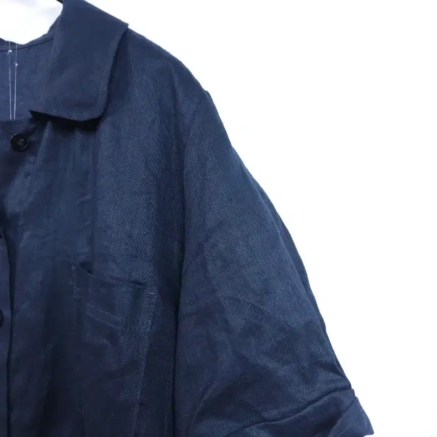 [BUNJANG] ZioZio Linen Short Sleeve Shirt Navy / 지오송지오 린넨 반팔 셔츠 남방 네이비 FREE