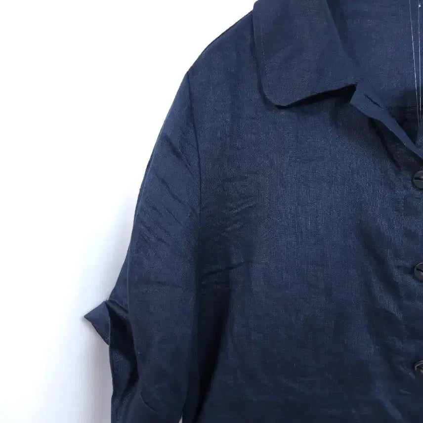 [BUNJANG] ZioZio Linen Short Sleeve Shirt Navy / 지오송지오 린넨 반팔 셔츠 남방 네이비 FREE