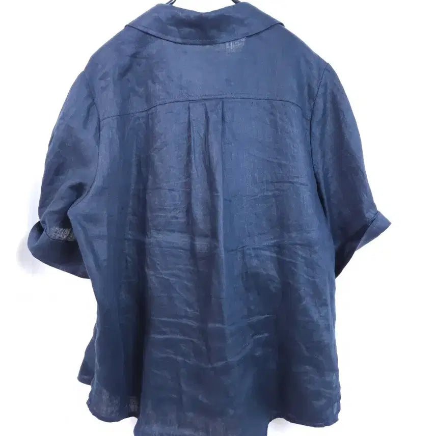 [BUNJANG] ZioZio Linen Short Sleeve Shirt Navy / 지오송지오 린넨 반팔 셔츠 남방 네이비 FREE