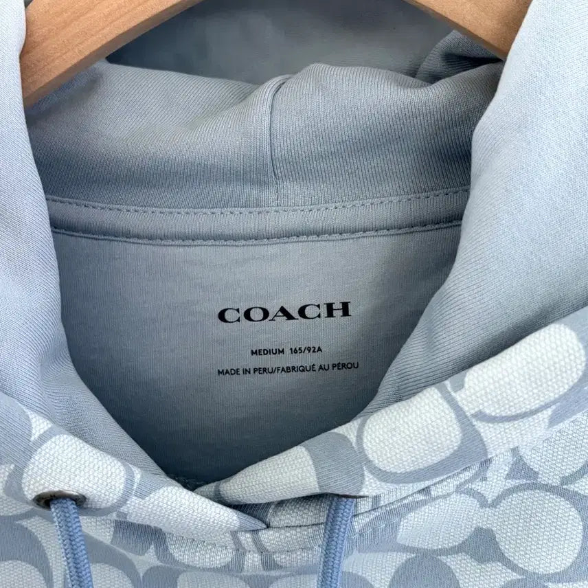 [BUNJANG] Coach Signature Logo Blue Hoodie / Coach 코치 시그니처 로고 블루 후드티