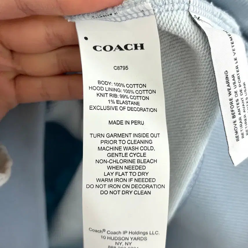 [BUNJANG] Coach Signature Logo Blue Hoodie / Coach 코치 시그니처 로고 블루 후드티