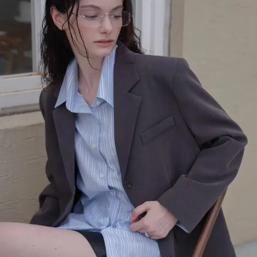 [BUNJANG] Dehebe Signature Blazer - Charcoal / (슈트/블레이저) 드헤베 시그니처 자켓 - 차콜