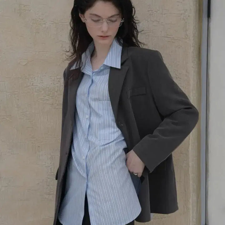 [BUNJANG] Dehebe Signature Blazer - Charcoal / (슈트/블레이저) 드헤베 시그니처 자켓 - 차콜