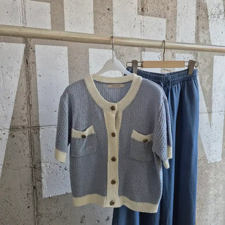 [BUNJANG] Tweed Short Sleeve Cardigan / 트위드 시원한느낌 반팔가디건 (SB8