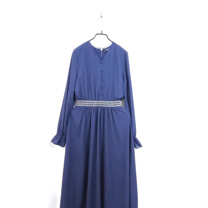 [BUNJANG] Plastic Island Navy Waist Banding Maxi Dress / 플라스틱아일랜드 네이비 허리 밴딩 원피스