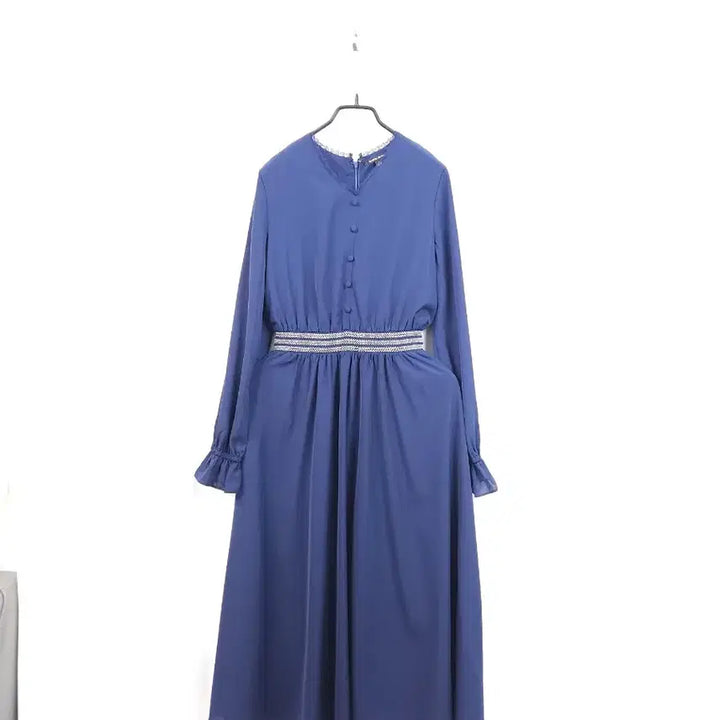 [BUNJANG] Plastic Island Navy Waist Banding Maxi Dress / 플라스틱아일랜드 네이비 허리 밴딩 원피스