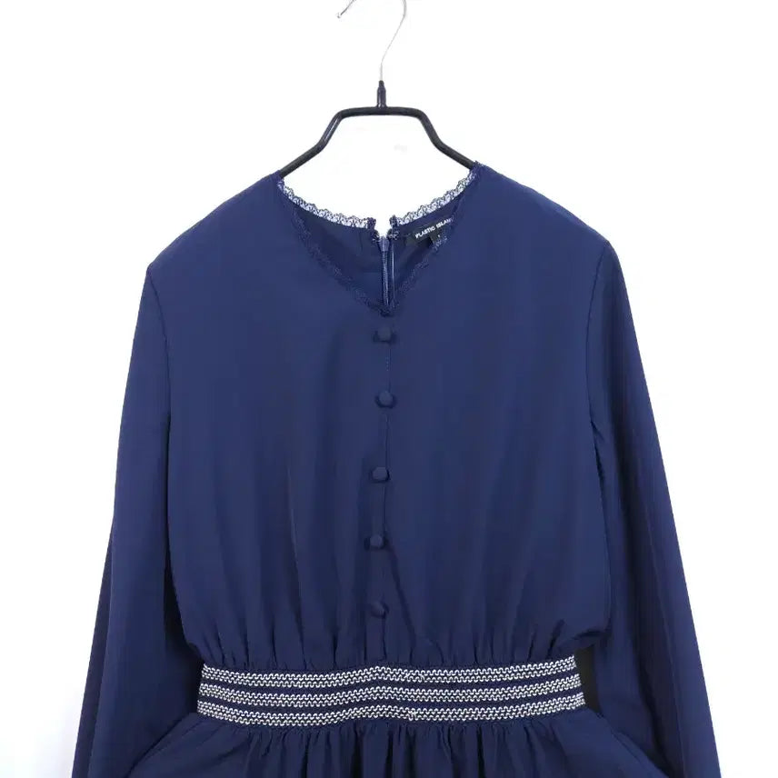 [BUNJANG] Plastic Island Navy Waist Banding Maxi Dress / 플라스틱아일랜드 네이비 허리 밴딩 원피스