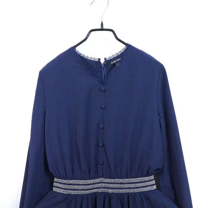 [BUNJANG] Plastic Island Navy Waist Banding Maxi Dress / 플라스틱아일랜드 네이비 허리 밴딩 원피스