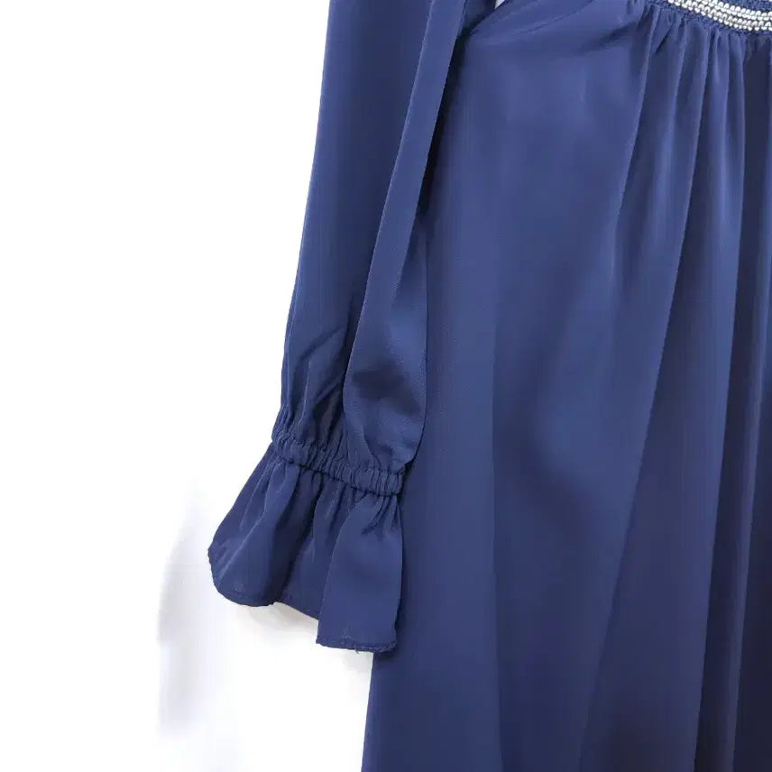 [BUNJANG] Plastic Island Navy Waist Banding Maxi Dress / 플라스틱아일랜드 네이비 허리 밴딩 원피스