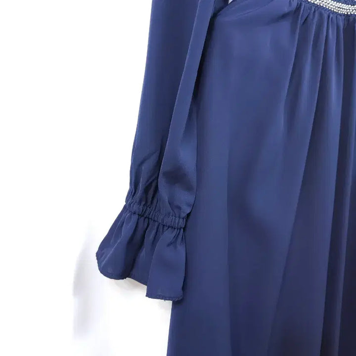 [BUNJANG] Plastic Island Navy Waist Banding Maxi Dress / 플라스틱아일랜드 네이비 허리 밴딩 원피스