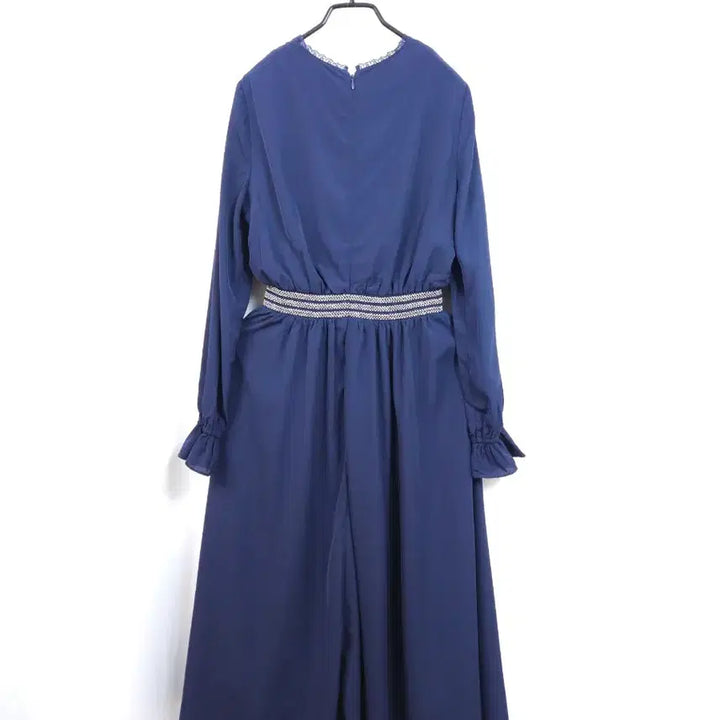 [BUNJANG] Plastic Island Navy Waist Banding Maxi Dress / 플라스틱아일랜드 네이비 허리 밴딩 원피스