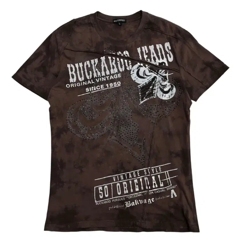 [BUNJANG] Buckaroo Logo Print Cubic Brown Short Sleeve T-shirt L / 버커루 로고 프린팅 큐빅 브라운 반팔 L