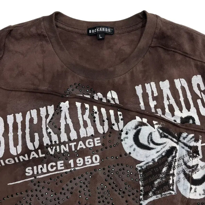 [BUNJANG] Buckaroo Logo Print Cubic Brown Short Sleeve T-shirt L / 버커루 로고 프린팅 큐빅 브라운 반팔 L