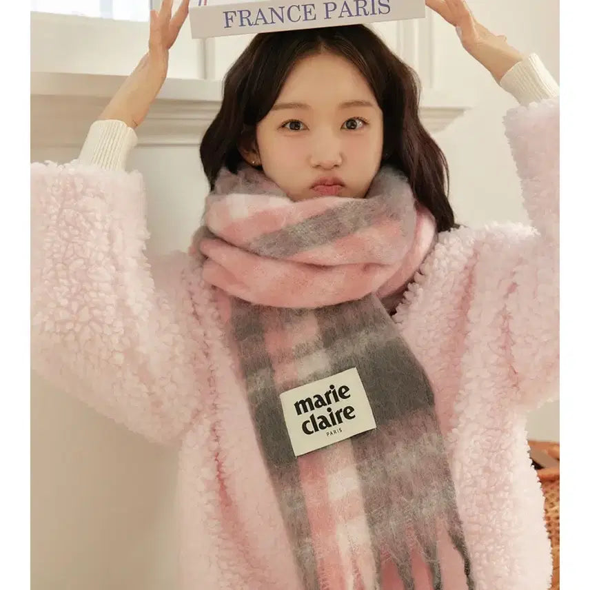 [SOLD OUT] 마리끌레르 핑크 체크 머플러